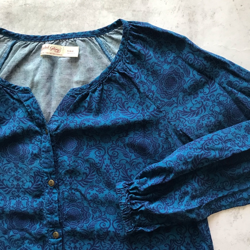 Faded Glory - Blue Button Down Top - Picture 4 of 5